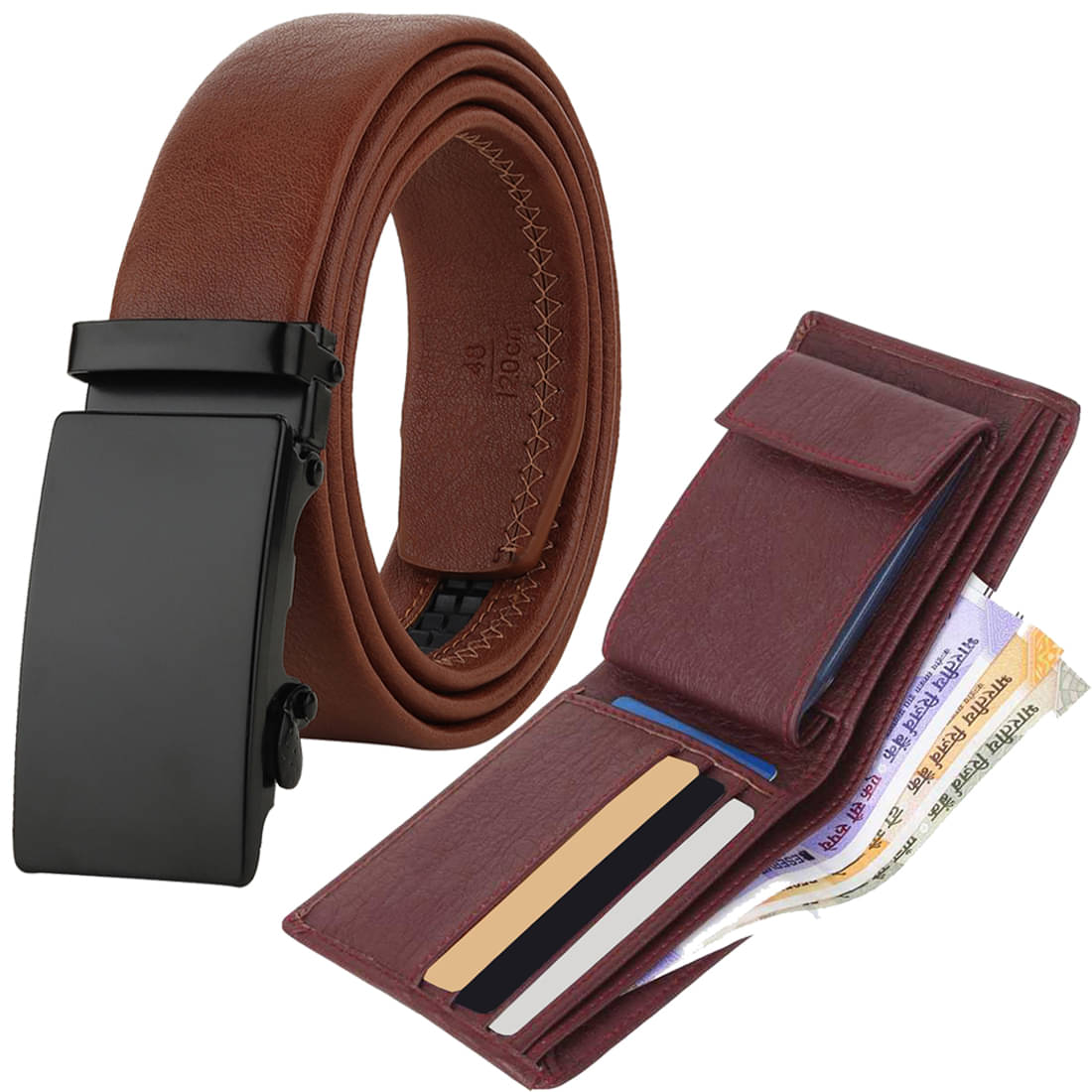     			Loopa Brown PU Formal Belt Pack of 2