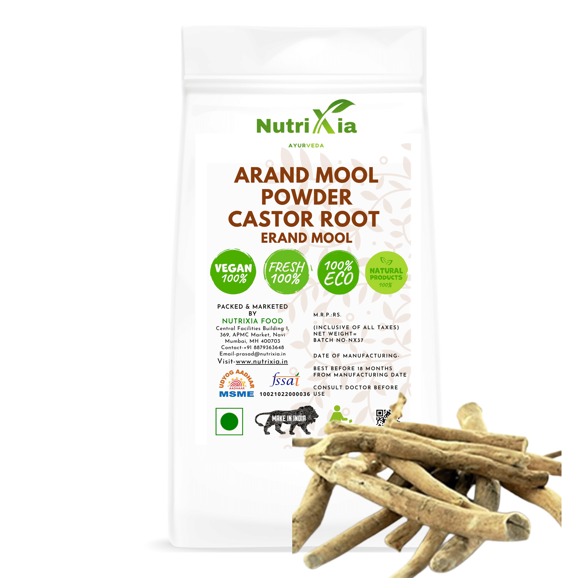     			Nutrixia Food Arand Mool Powder- Castor Root - Arandi Jadd - Erand Mool Powder 980 gm