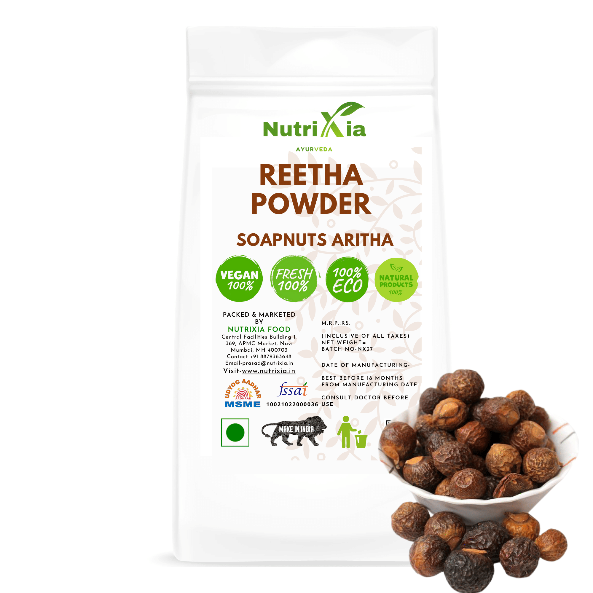 Nutrixia Food Reetha powder Soapnuts Aritha Powder 480 gm Nutrixia Food Reetha powder Soapnuts Aritha Powder 480 gm