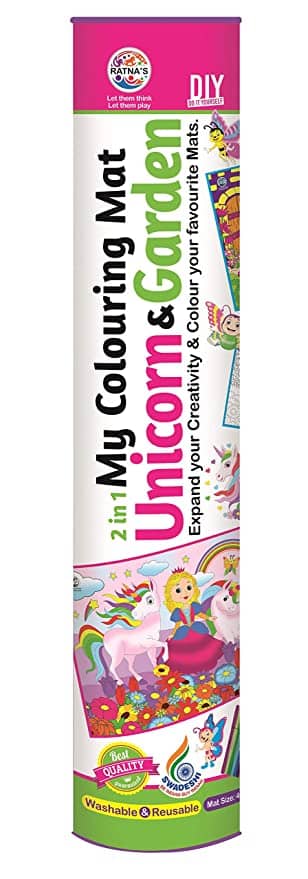Ratna's My Colouring Mat Unicorn & Garden 2 in 1 Mat Size 40 x 28 ...