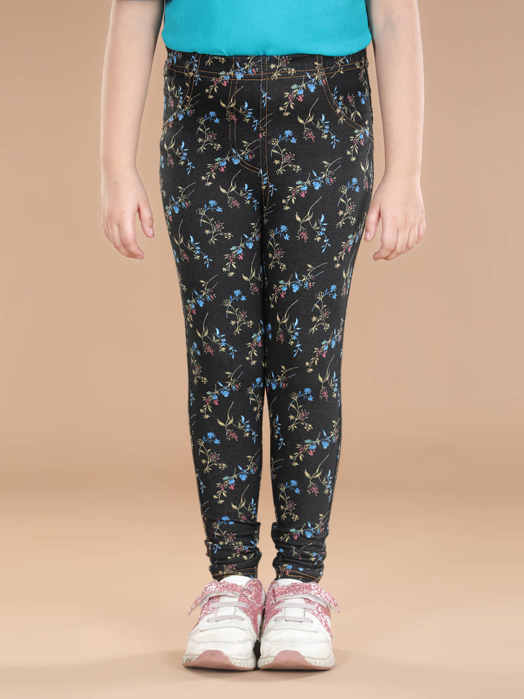 StyleStone Pack of 1 Girls Cotton Blend Leggings ( Black )