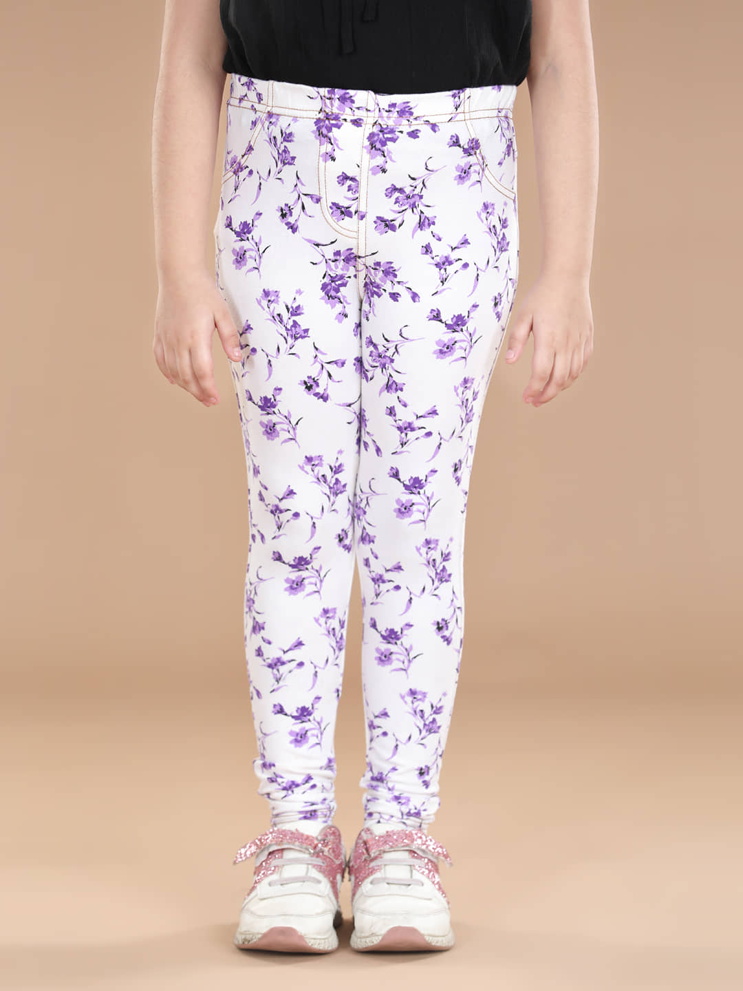 StyleStone Pack of 1 Girls Cotton Blend Leggings ( White )