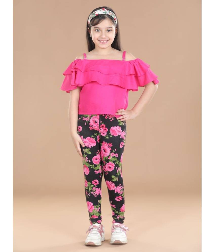     			StyleStone Pack of 2 Girls Rayon Top With Leggings ( Pink & Black )