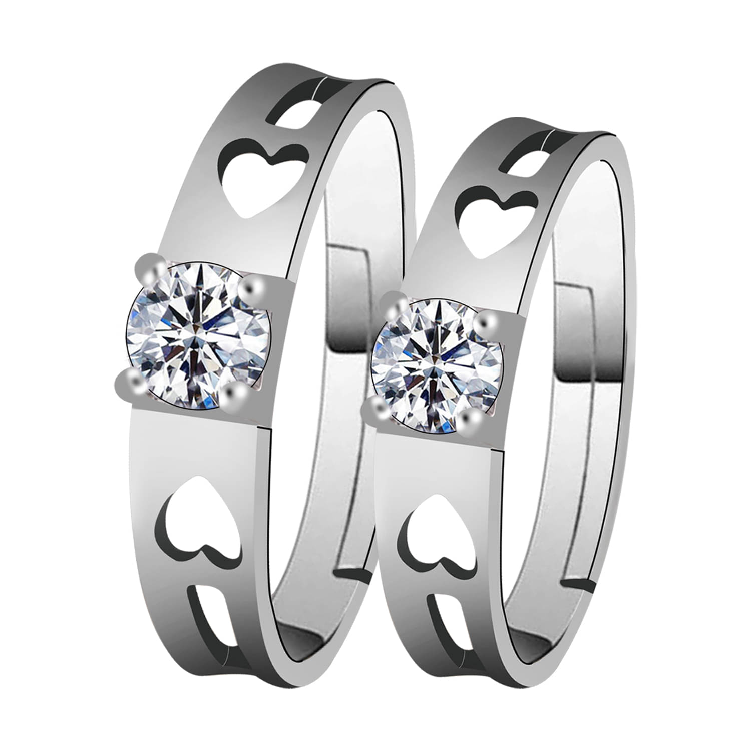     			Adjustable  Some One Speical Diamond  Couple Ring Set  For Valentines  Gifts Designer  Silver Plated Couple Ring For   Women And Men