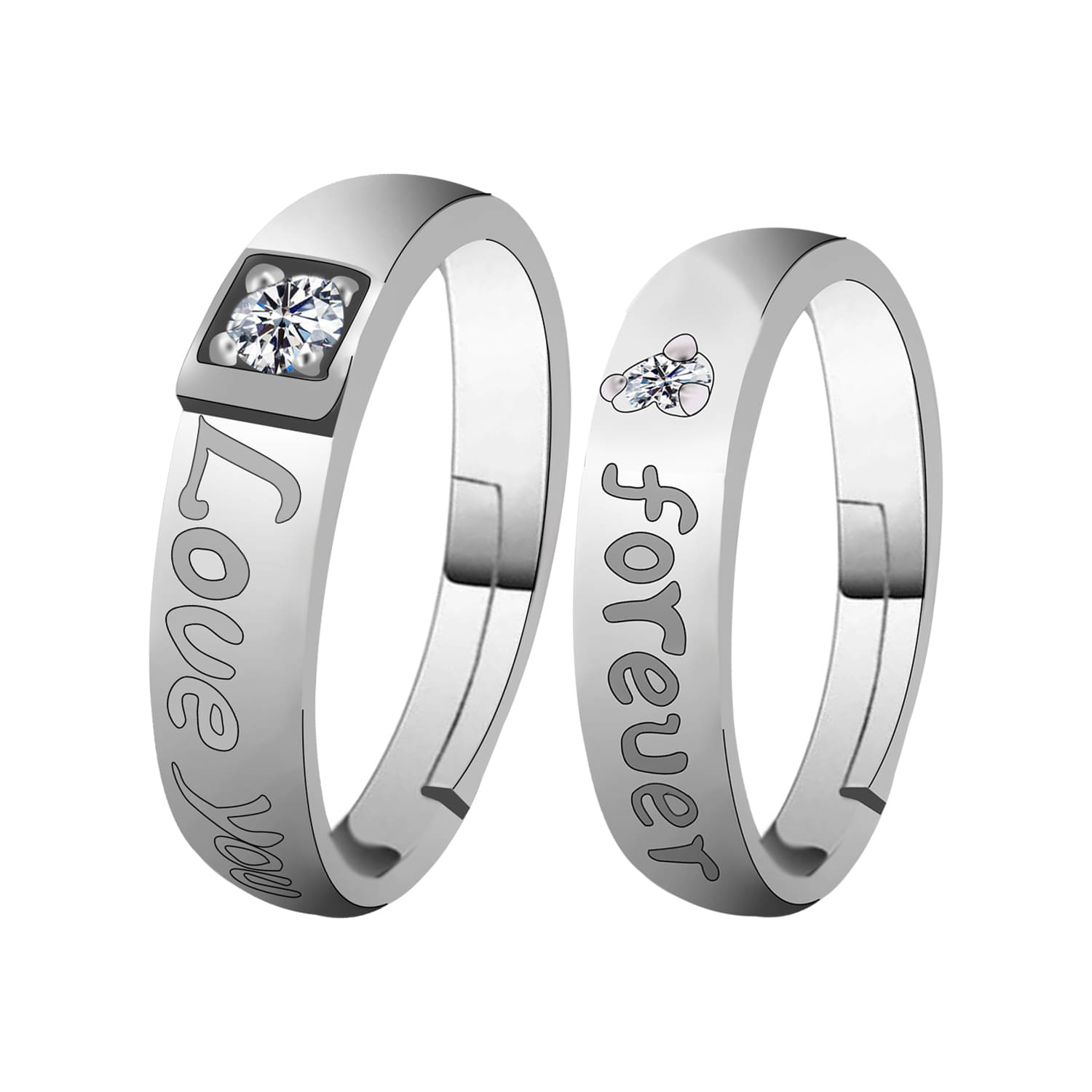     			Adjustable  Some One Speical Love You Forver  Designe  Couple Ring Set  For Valentines  Silver Plated Couple Ring For   Women And Men