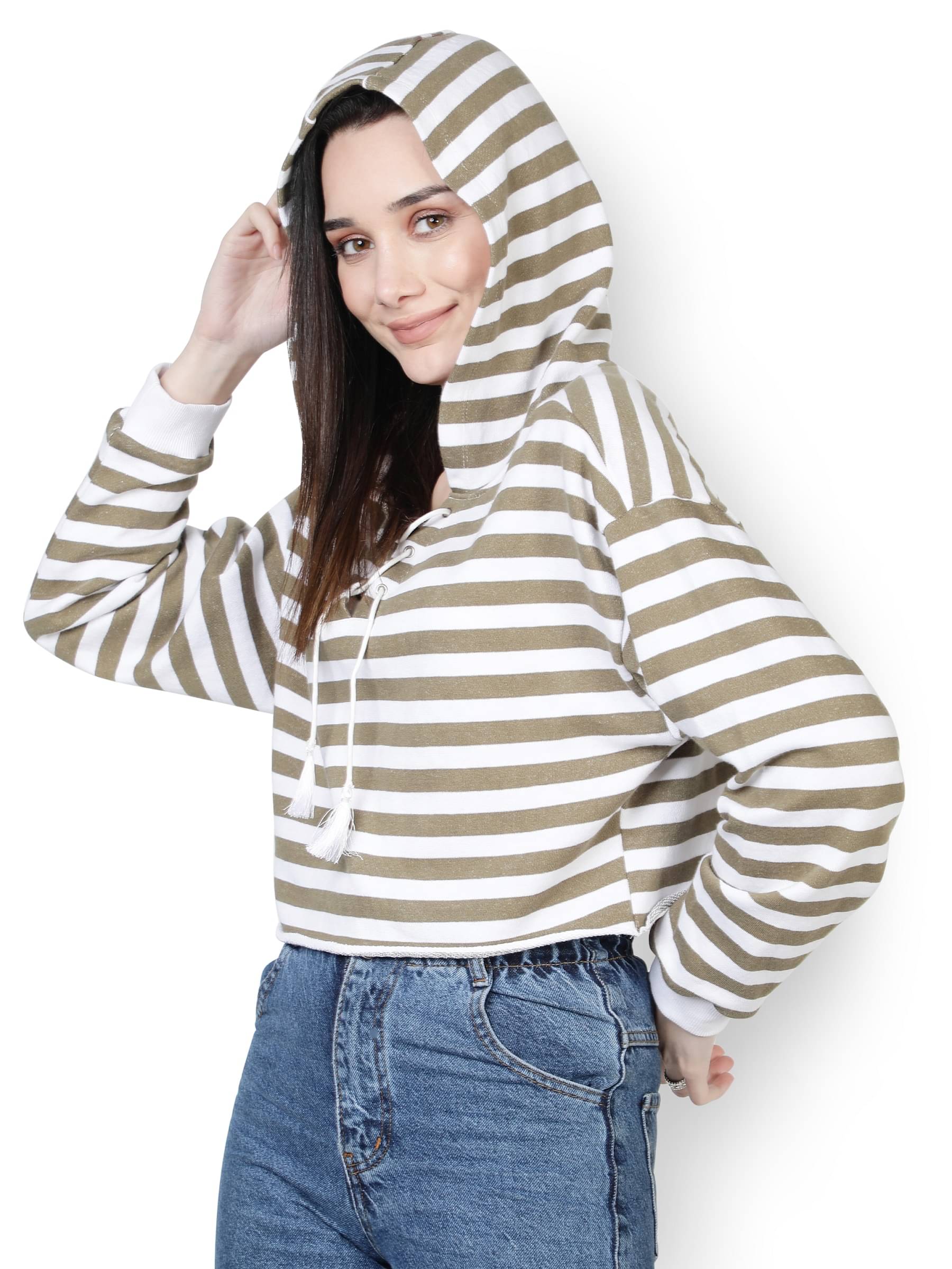     			NUEVOSDAMAS Cotton - Fleece White Hooded Sweatshirt