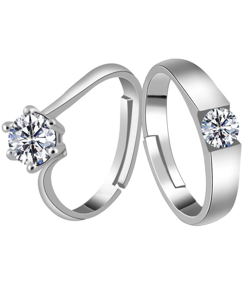 Solitaire Adjustable Some One Speical Couple Ring Set For Valentines Gift Designer Diamond Silver Plated Ring For Women And Men Solitaire Adjustable Some One Speical Couple Ring Set For Valentines Gift Designer Diamond Silver Plated Ring For Women And Men