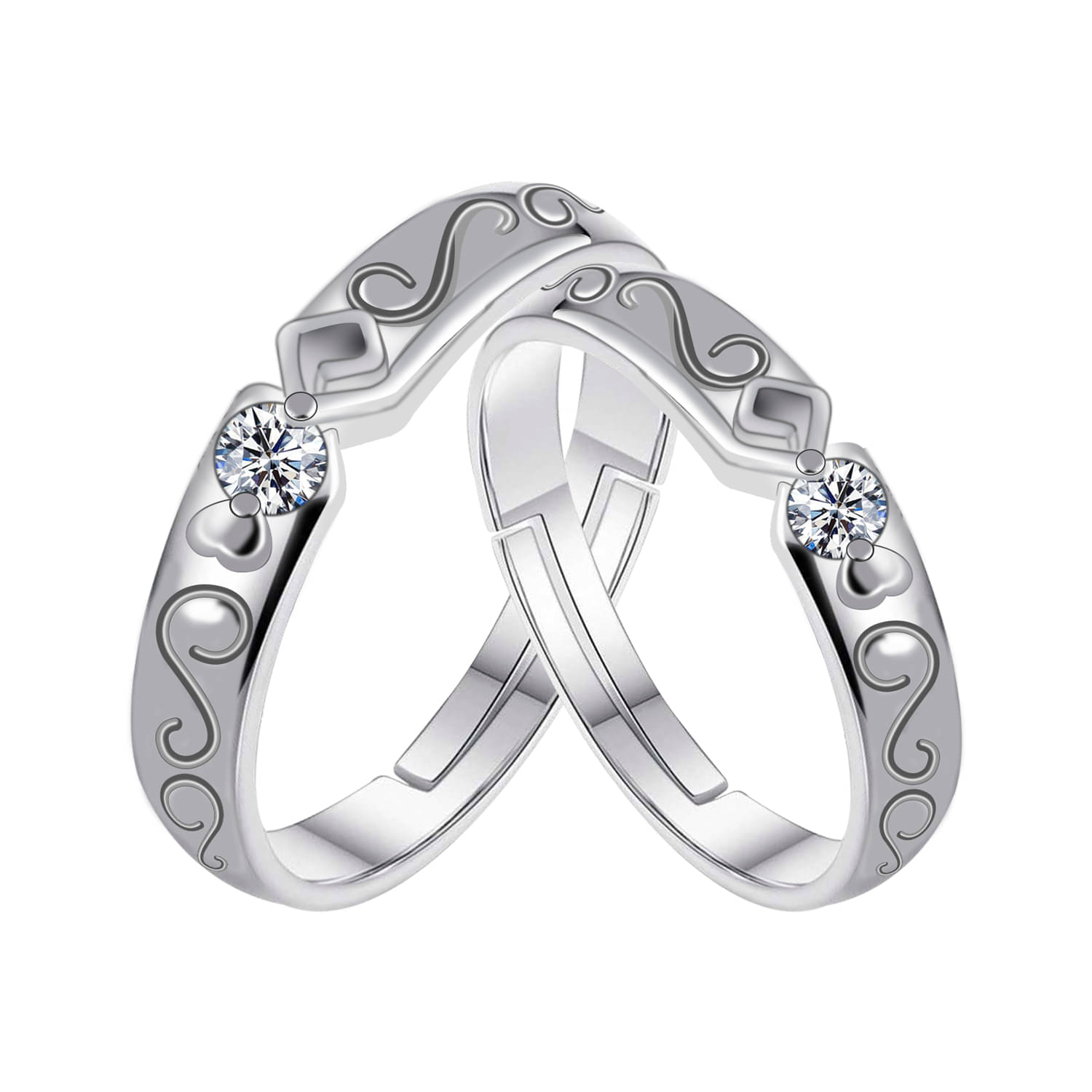     			Solitaire  Adjustable  Some One Speical Designer  Couple Ring Set  For Valentines Gift  Silver Plated  Ring For Women And Men
