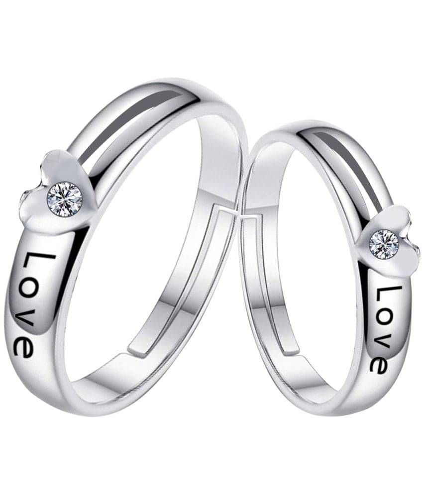     			Speical For Couple Ring Valentines Couples Gift Love Heart  Silver Plated Adjustable Couple  Ring Women And Men
