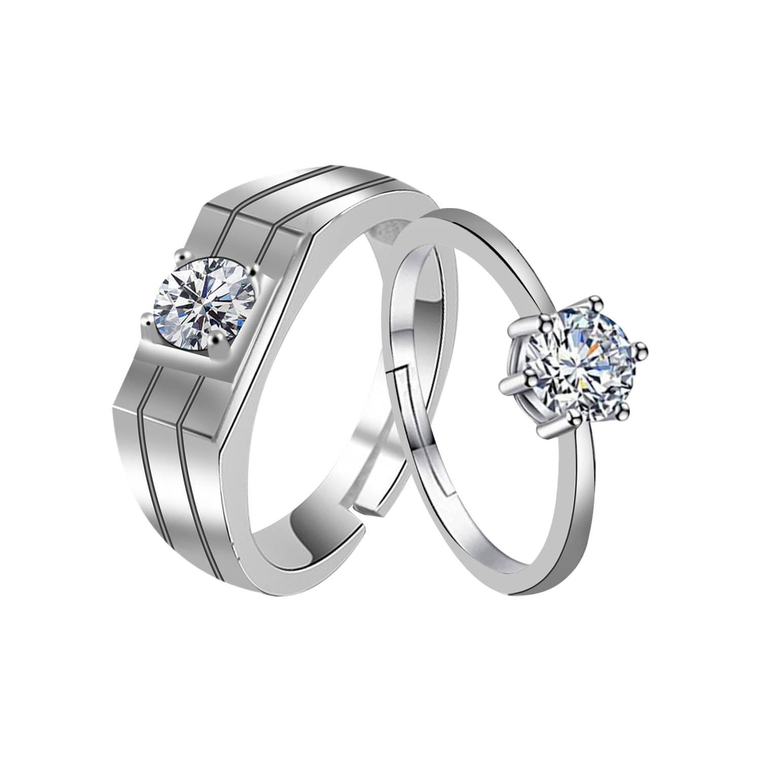 Speical Proposal Couple Ring Set Wedding Engagement Valentine Gift Adjustable Silver Plated Ring For Women And Men Speical Proposal Couple Ring Set Wedding Engagement Valentine Gift Adjustable Silver Plated Ring For Women And Men