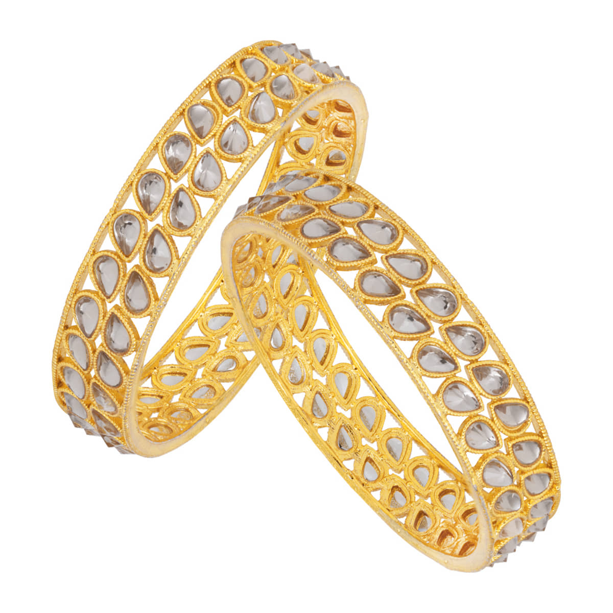 Sukkhi Beguiling Gold Plated Kundan (Set of 2) Bangle For Women - Bangles & Bracelets | Buy online on ZillyBuy