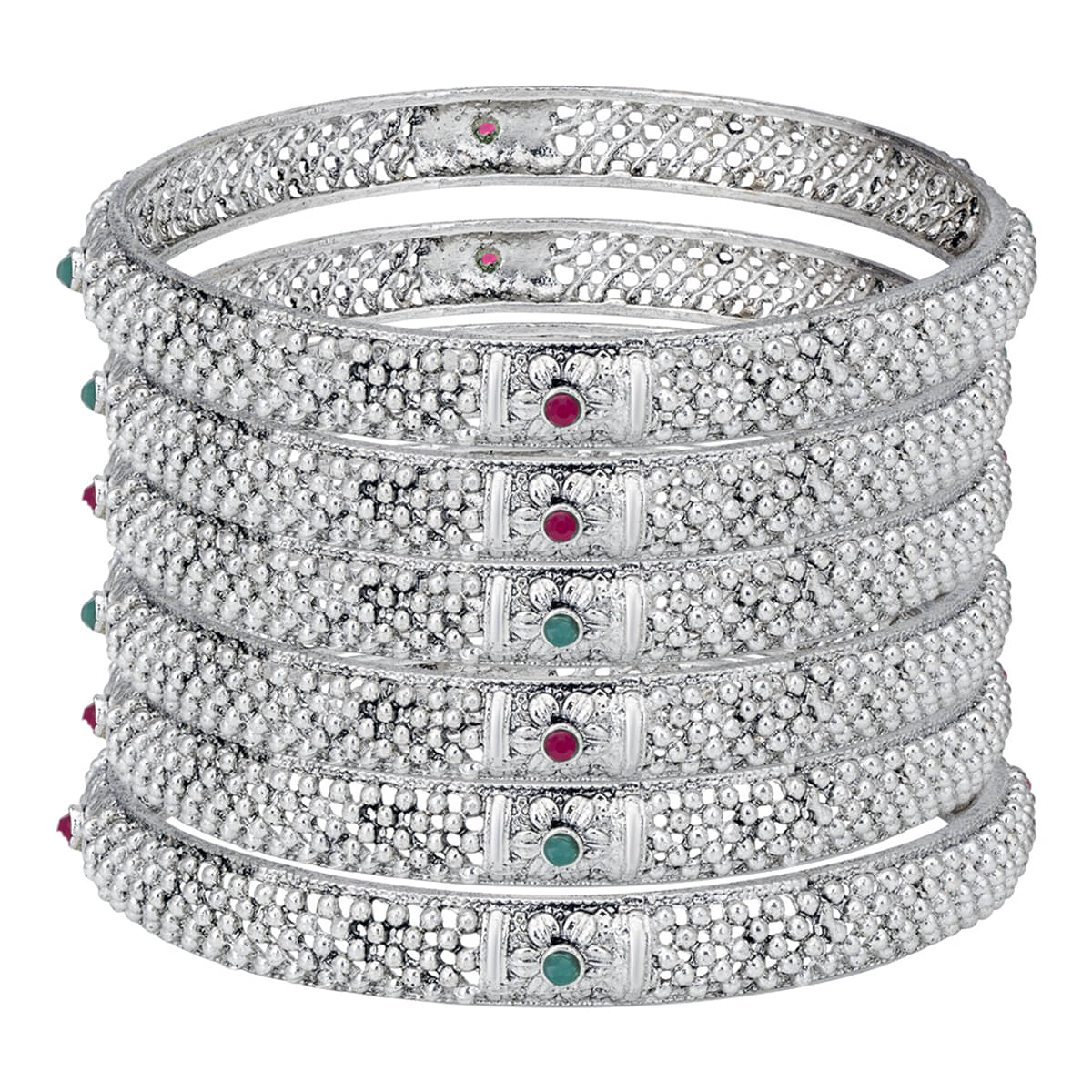Sukkhi Divine Rhodium Plated Bangle For Women (Set of 6) Sukkhi Divine Rhodium Plated Bangle For Women (Set of 6)