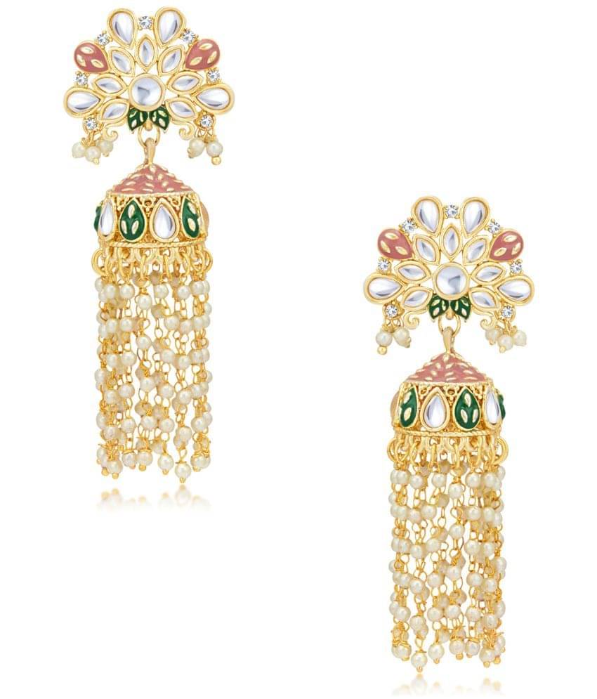     			Sukkhi Exclusive Kundan Gold Plated Meenakari Jumki Earring Set for Women