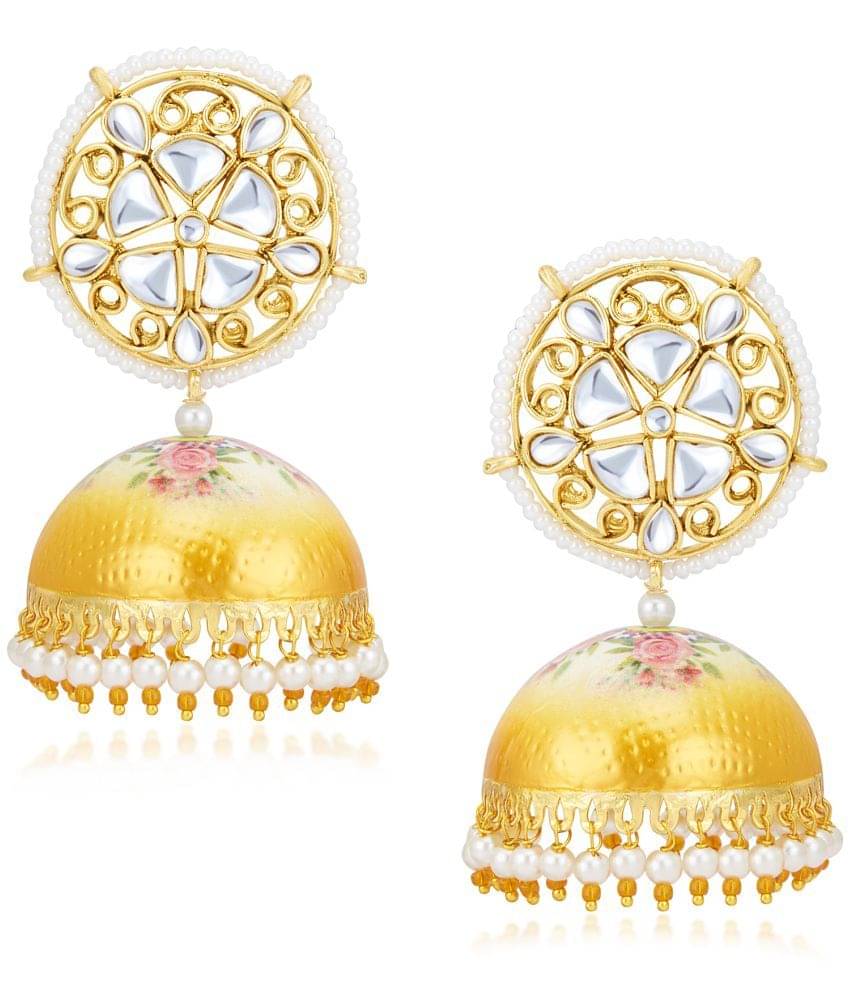    			Sukkhi Lovely Pearl Gold Plated Kundan Jhumki Earring for Women