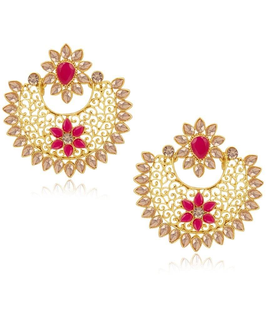     			Sukkhi Shimmering Gold Plated LCT Chandbali Earring Set for Women