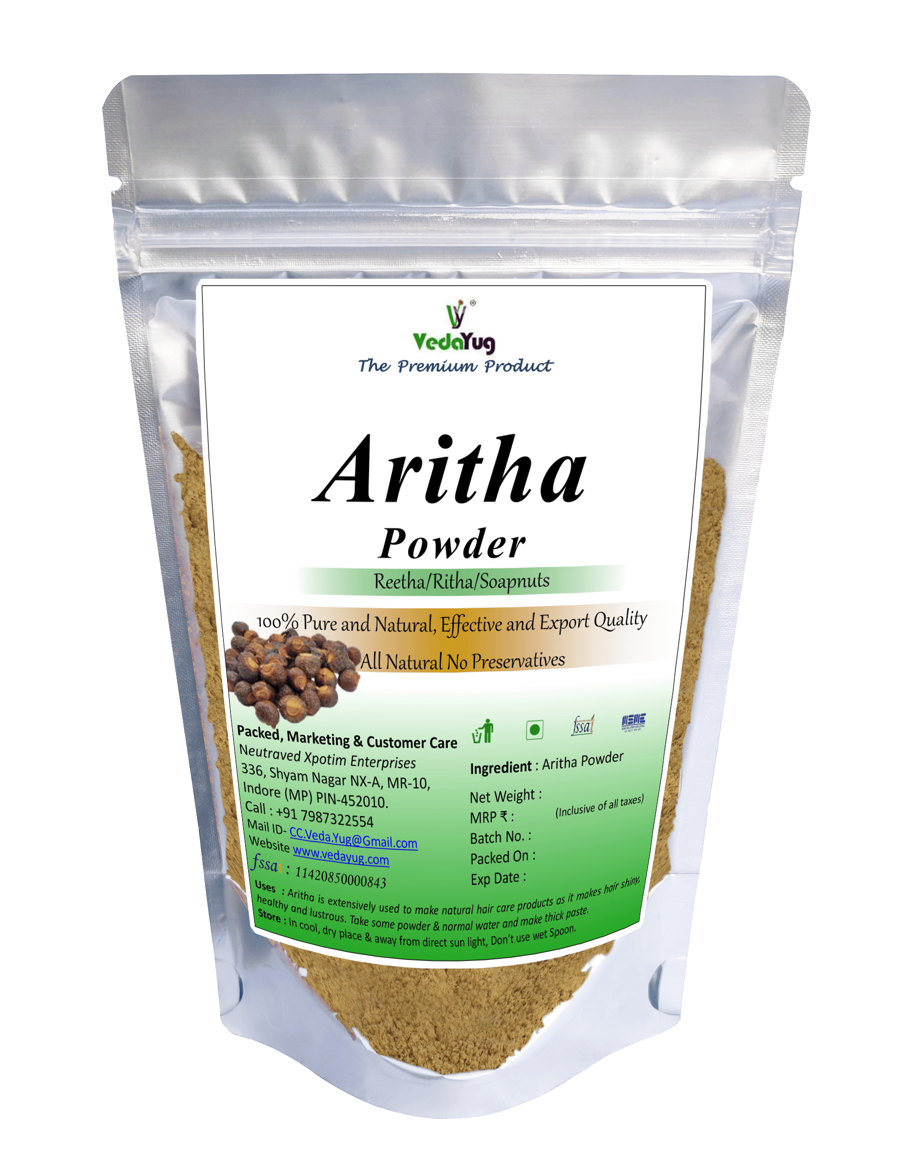 VY VedaYug Aritha Powder / Ritha/ Soapnuts / Reetha Powder For Silky and Smooth Hairs, 200g     			VY VedaYug Aritha Powder / Ritha/ Soapnuts / Reetha Powder For Silky and Smooth Hairs, 200g