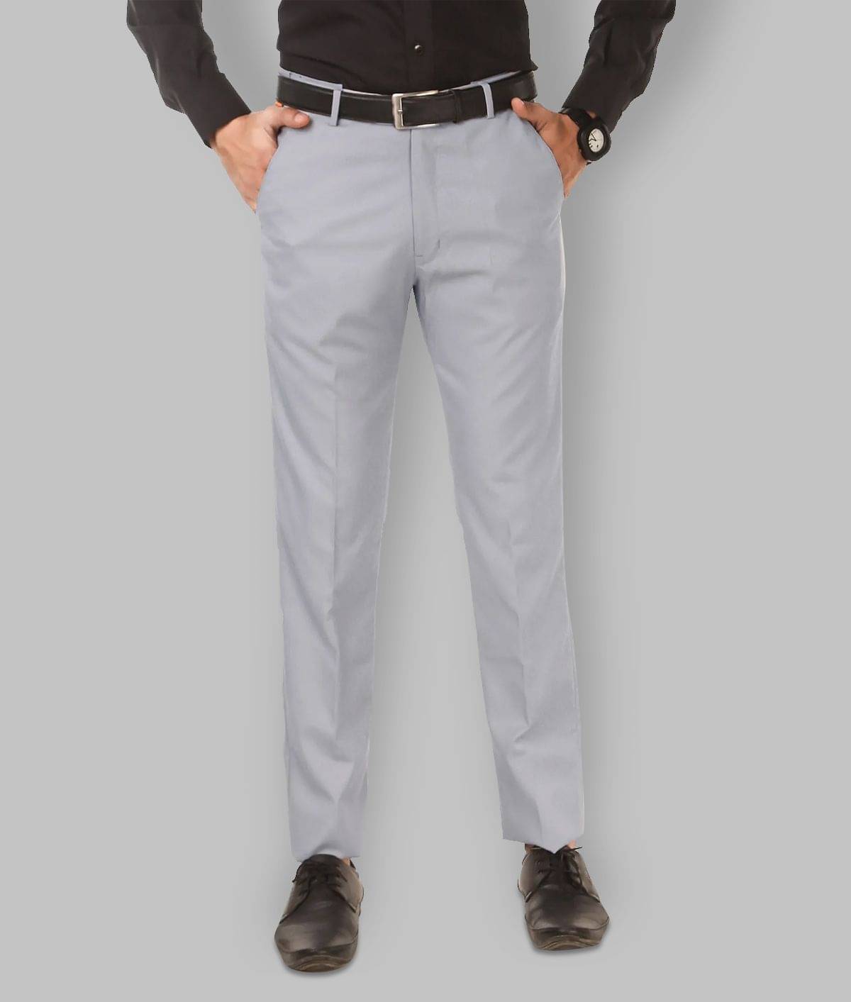     			Haul Chic - Light Grey Polycotton Slim - Fit Men's Formal Pants ( Pack of 1 )