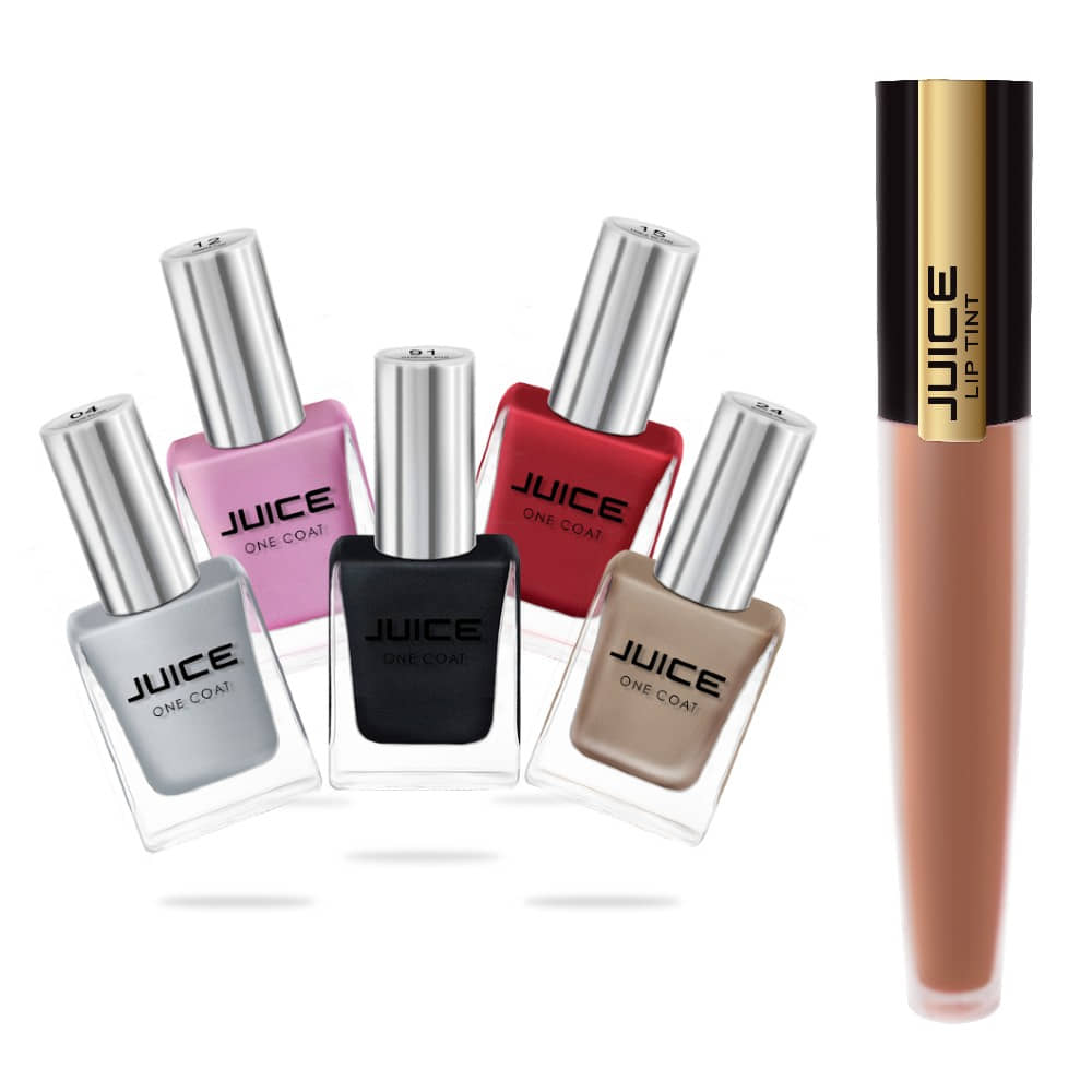 Juice SILVER,CHARM PINK,SWEETORANGE,BLACK Nail Polish 04,12,15,24,91,M-71 Multi Glossy Pack of 6 59 mL