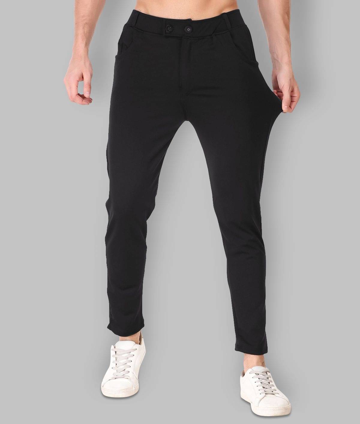     			Maniac Black Slim -Fit Flat Trousers Single