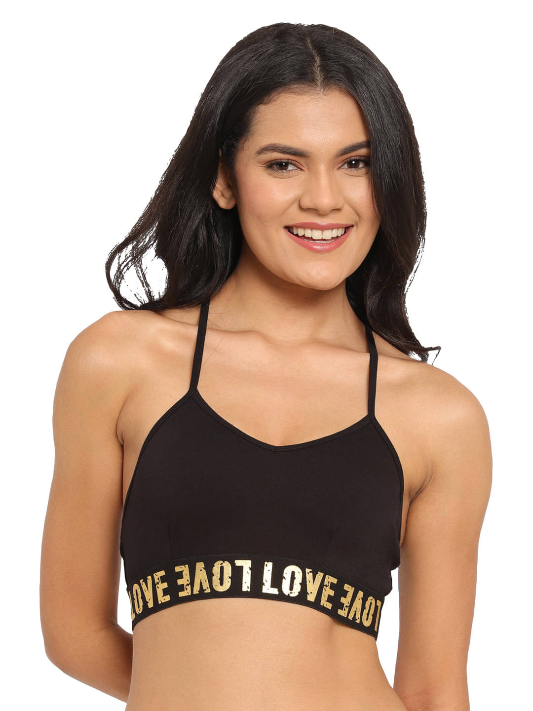     			N-Gal Cotton Non Padded Women's Bralette Bra ( Black )
