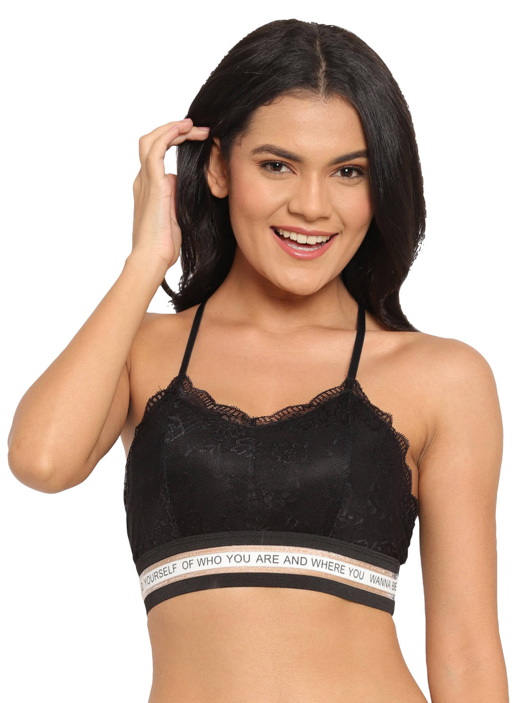     			N-Gal Polyester Non Padded Women's Bralette Bra ( Black )