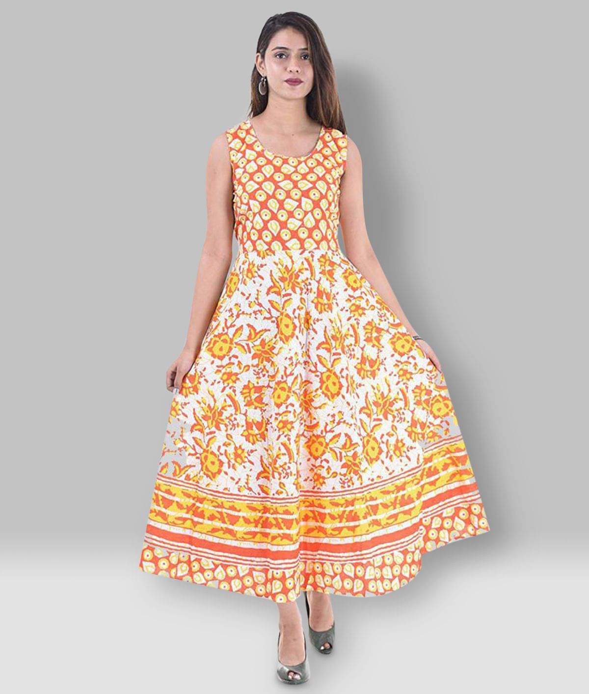     			Rangun Women Cotton A-line Dress ( Yellow )
