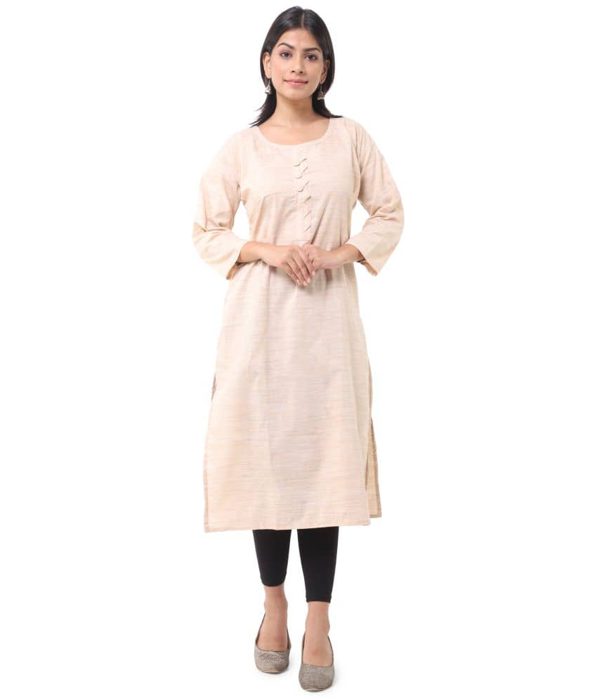 DESHBANDHU DBK - Beige Cotton Women's Straight Kurti - Kurtis, Tunics | Buy online on ZillyBuy