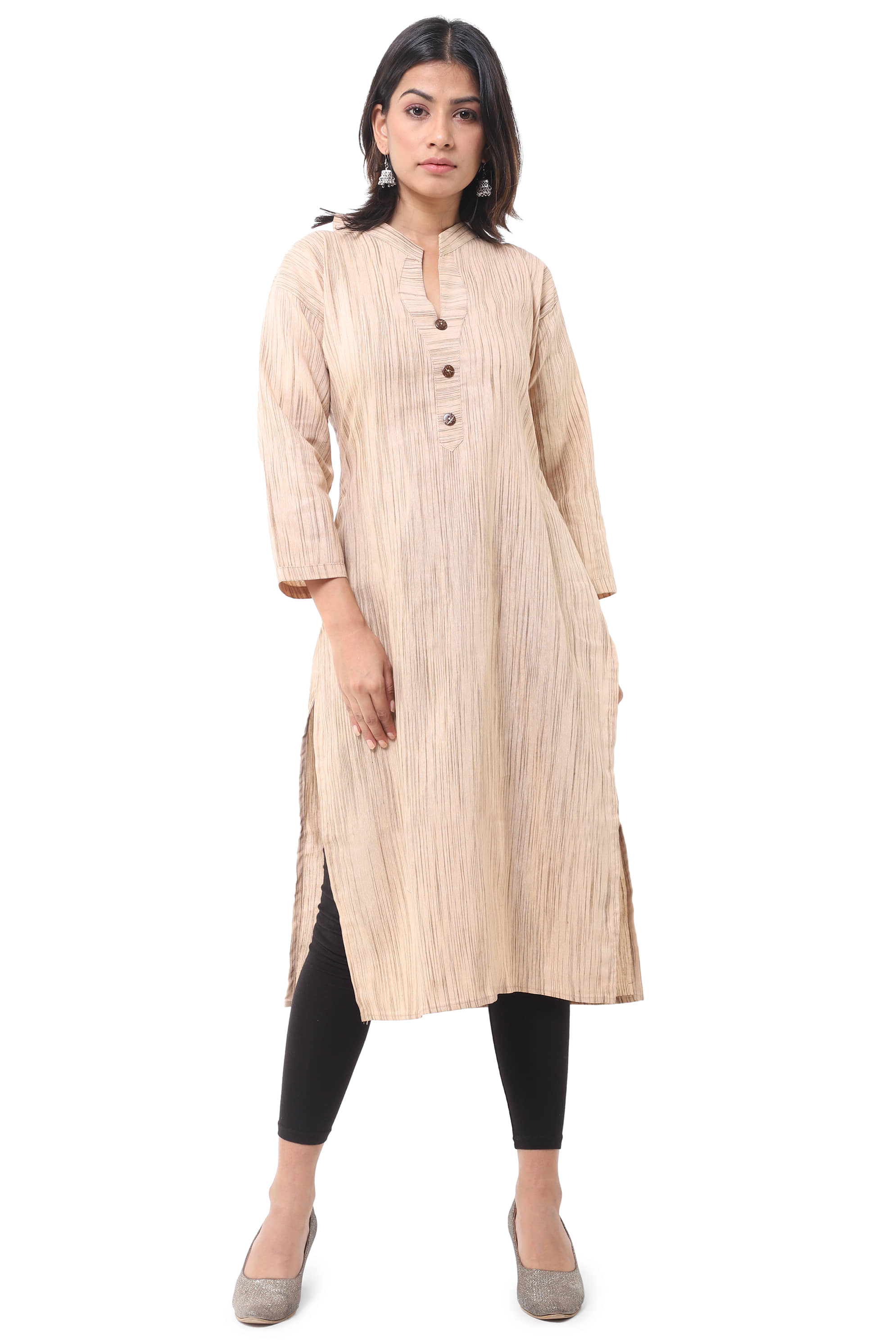DESHBANDHU DBK - Beige Cotton Women's Straight Kurti ( Pack of 1 ) - Kurtis, Tunics | Buy online on ZillyBuy