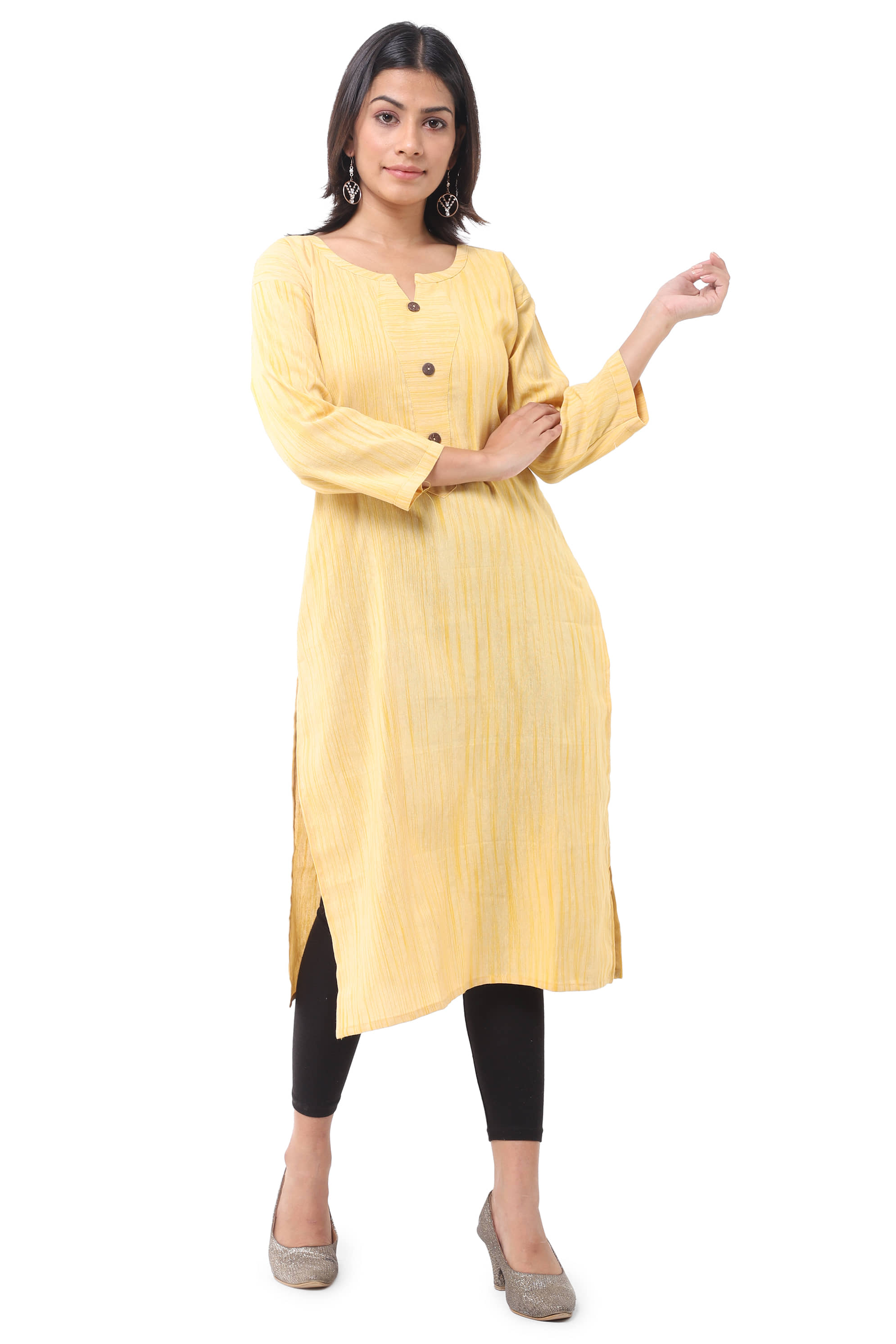 DESHBANDHU DBK - Yellow Cotton Women's Straight Kurti - Kurtis, Tunics | Buy online on ZillyBuy