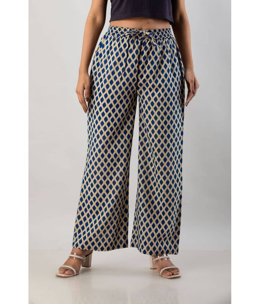 MAUKA - Beige Cotton Blend Straight Women's Palazzos ( Pack of 1 )