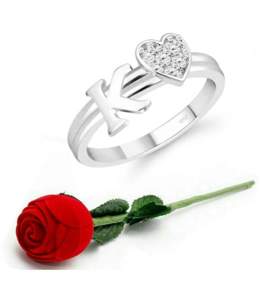     			Valentine Initial '' K '' Letter with heart ring alphabet for women and Girls