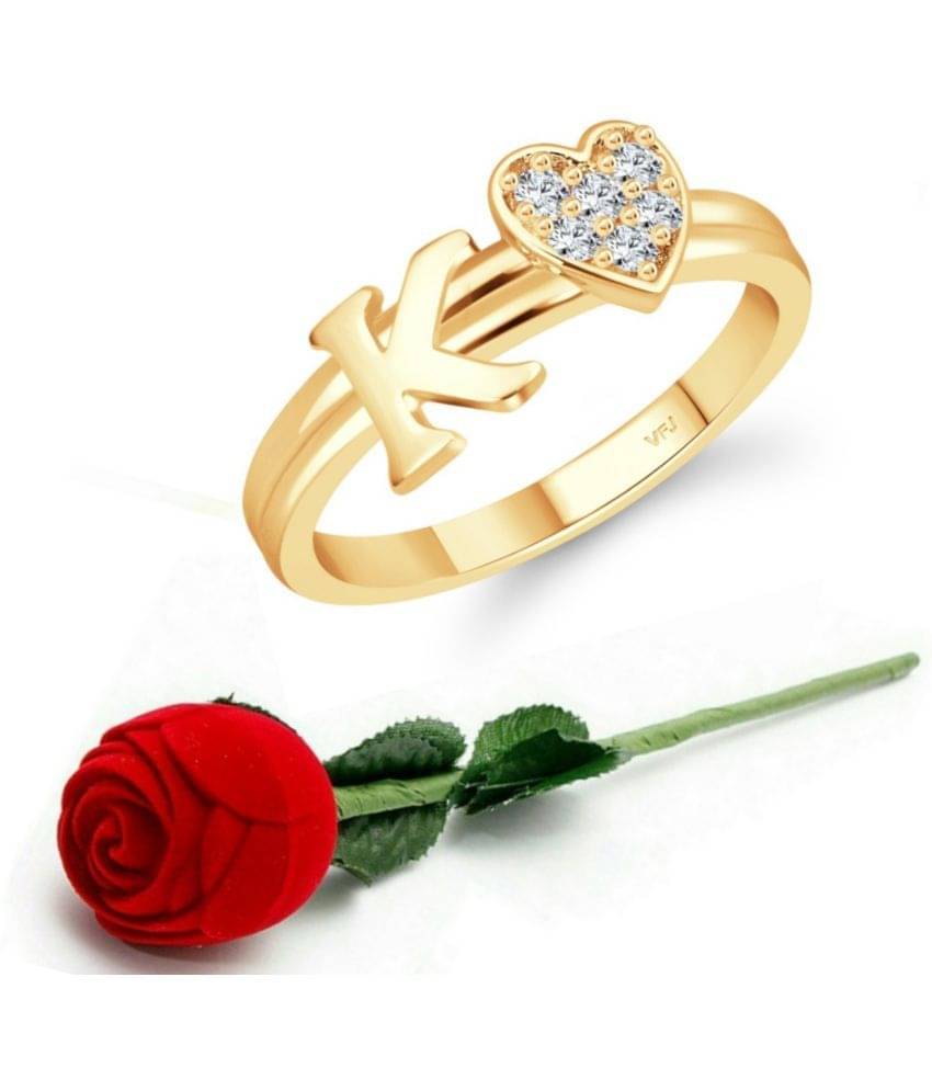     			Valentine Initial '' K '' Letter with heart ring alphabet for women and Girls