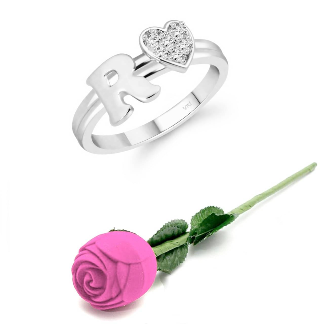 Valentine Initial '' R '' Letter with heart ring alphabet for women and Girls Valentine Initial '' R '' Letter with heart ring alphabet for women and Girls