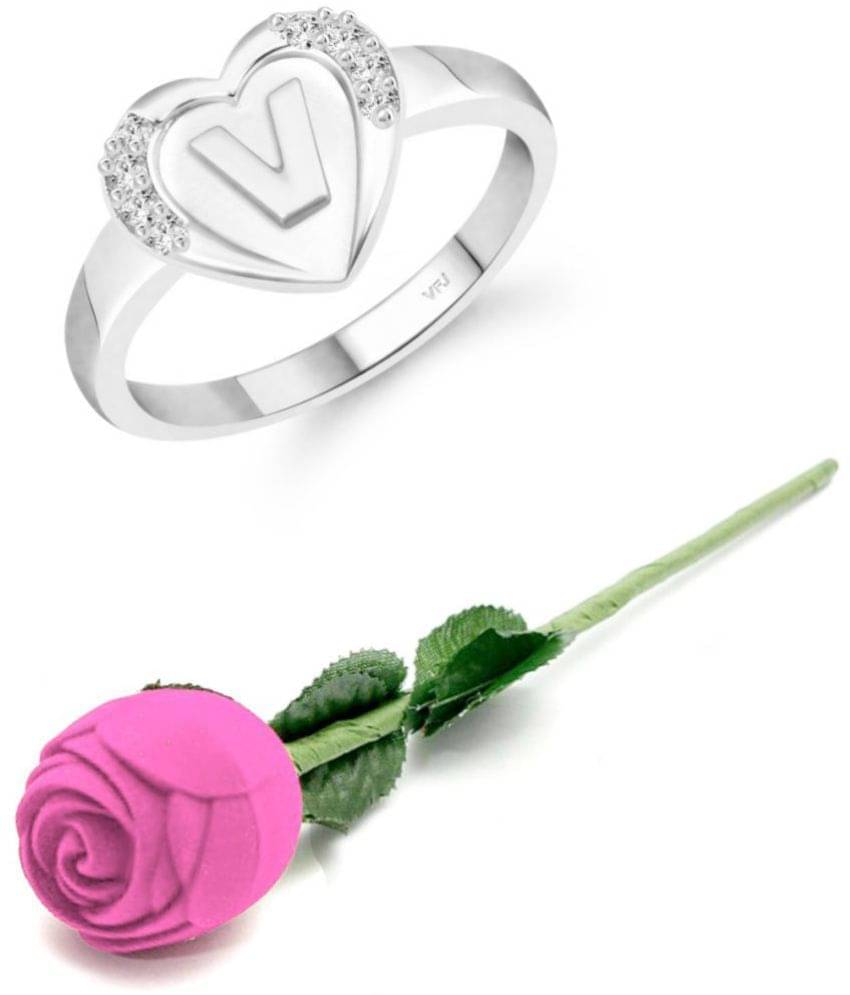 Valentine Initial '' V '' Letter in heart ring alphabet for women and Girls Valentine Initial '' V '' Letter in heart ring alphabet for women and Girls