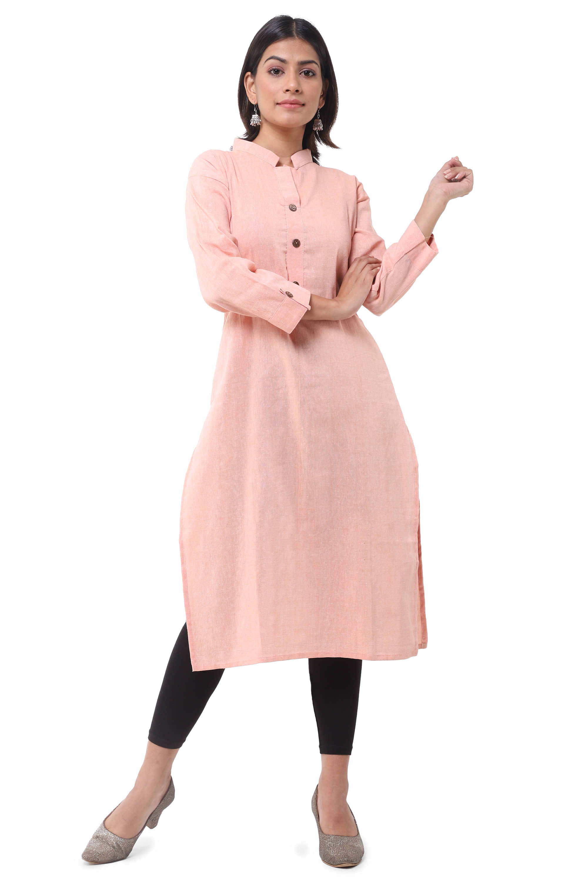DESHBANDHU DBK - Peach Cotton Women's Straight Kurti ( Pack of 1 ) - Kurtis, Tunics | Buy online on ZillyBuy