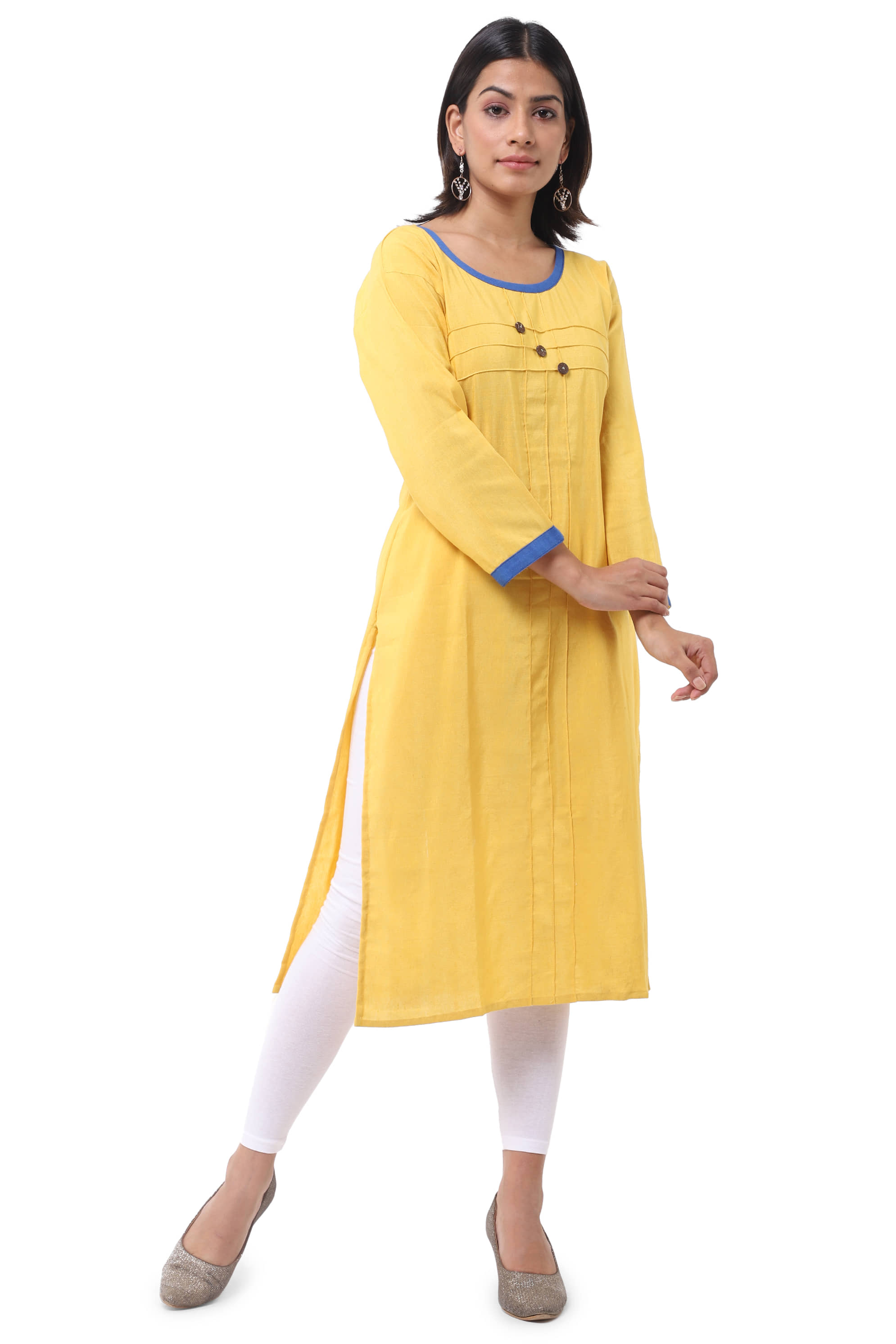 DESHBANDHU DBK - Yellow Cotton Women's Straight Kurti - Kurtis, Tunics | Buy online on ZillyBuy
