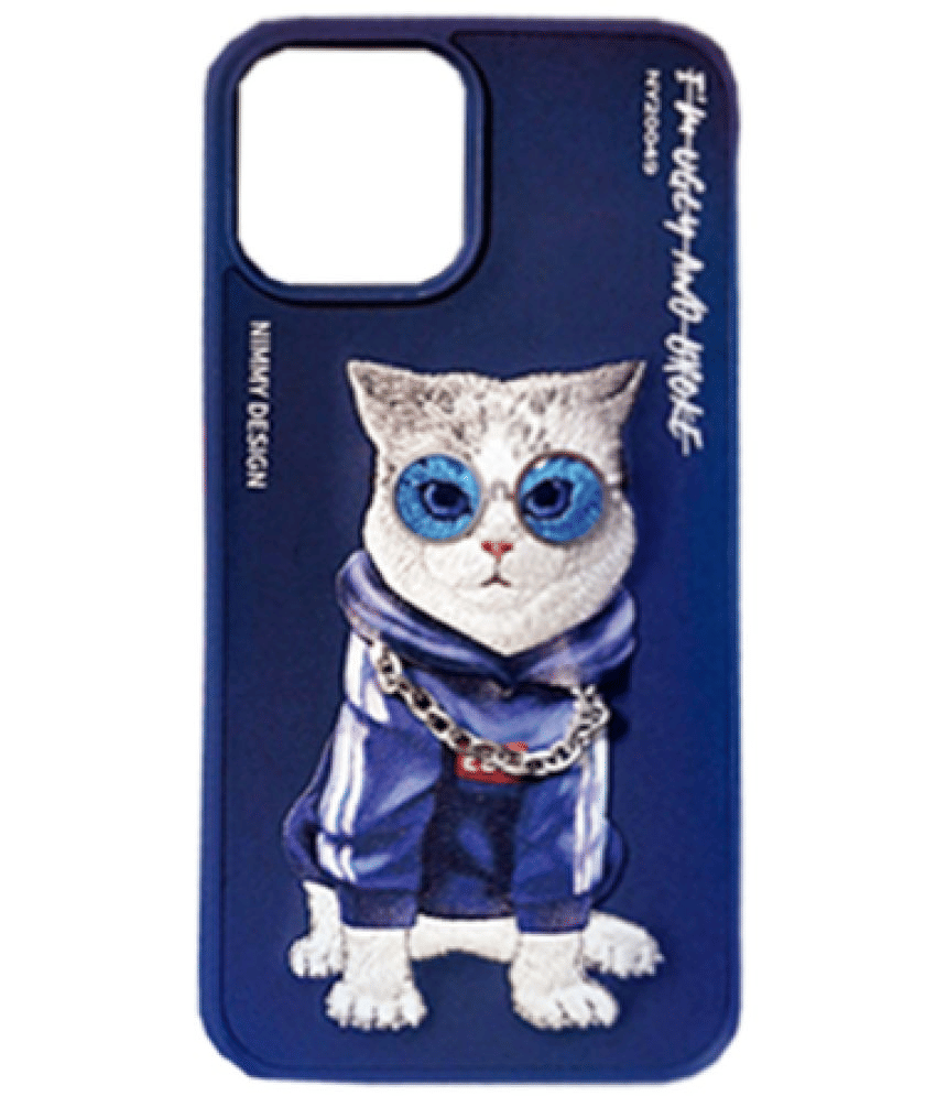     			EmmEmm Printed Cover For Apple iPhone 12 Cat Embroided Cover Pack of 1