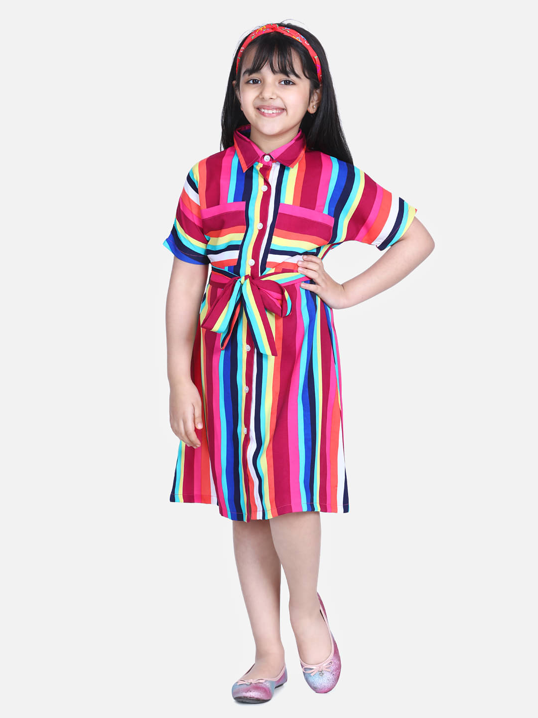     			StyleStone Crepe Shirt Dress For Girls ( Pack of 1 , Multi )