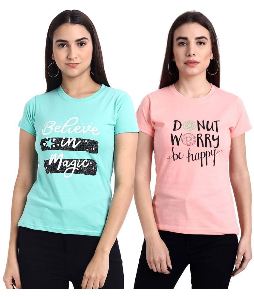 Fabflee Women Cotton Regular Fit Round Neck T-Shirt ( Multi Color ) Fabflee Women Cotton Regular Fit Round Neck T-Shirt ( Multi Color )