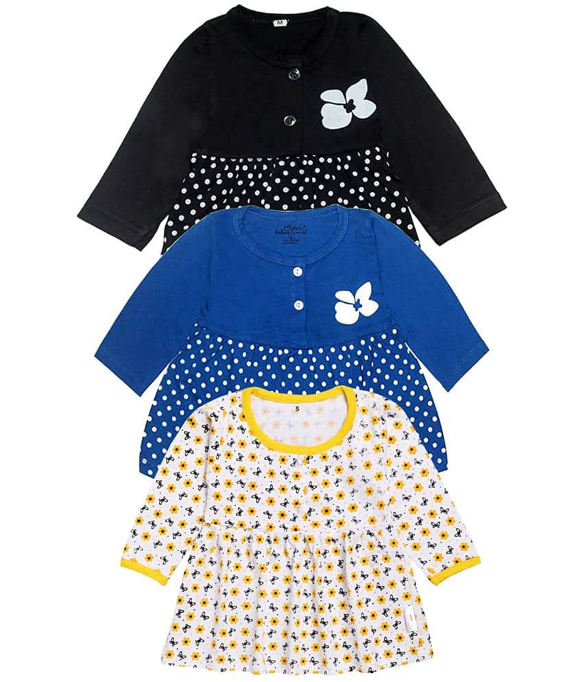 Babeezworld Pack of 3 Baby Girls 100% Cotton Frocks ( Multi )
