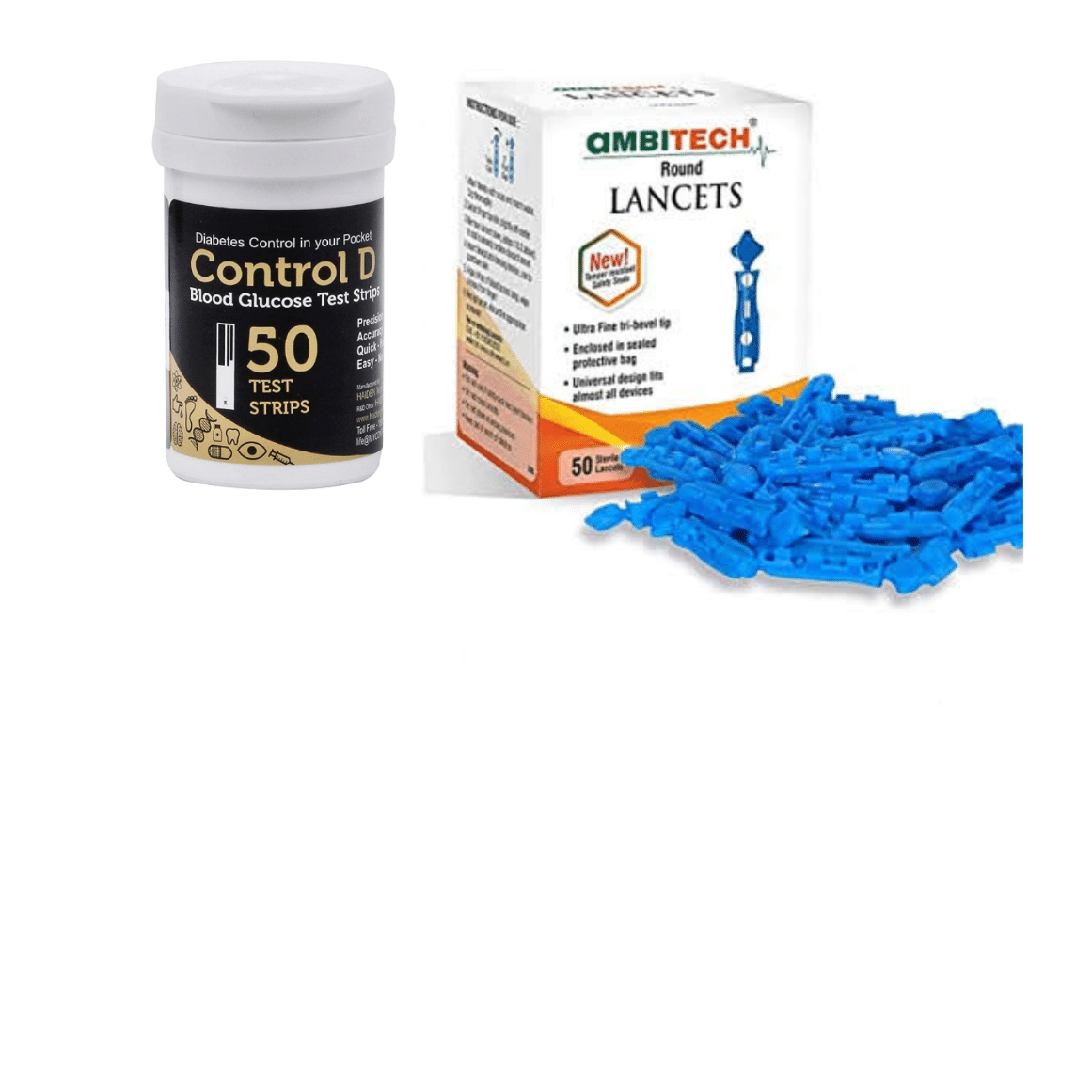     			Control D 50 Test Strips With 50 Lancets