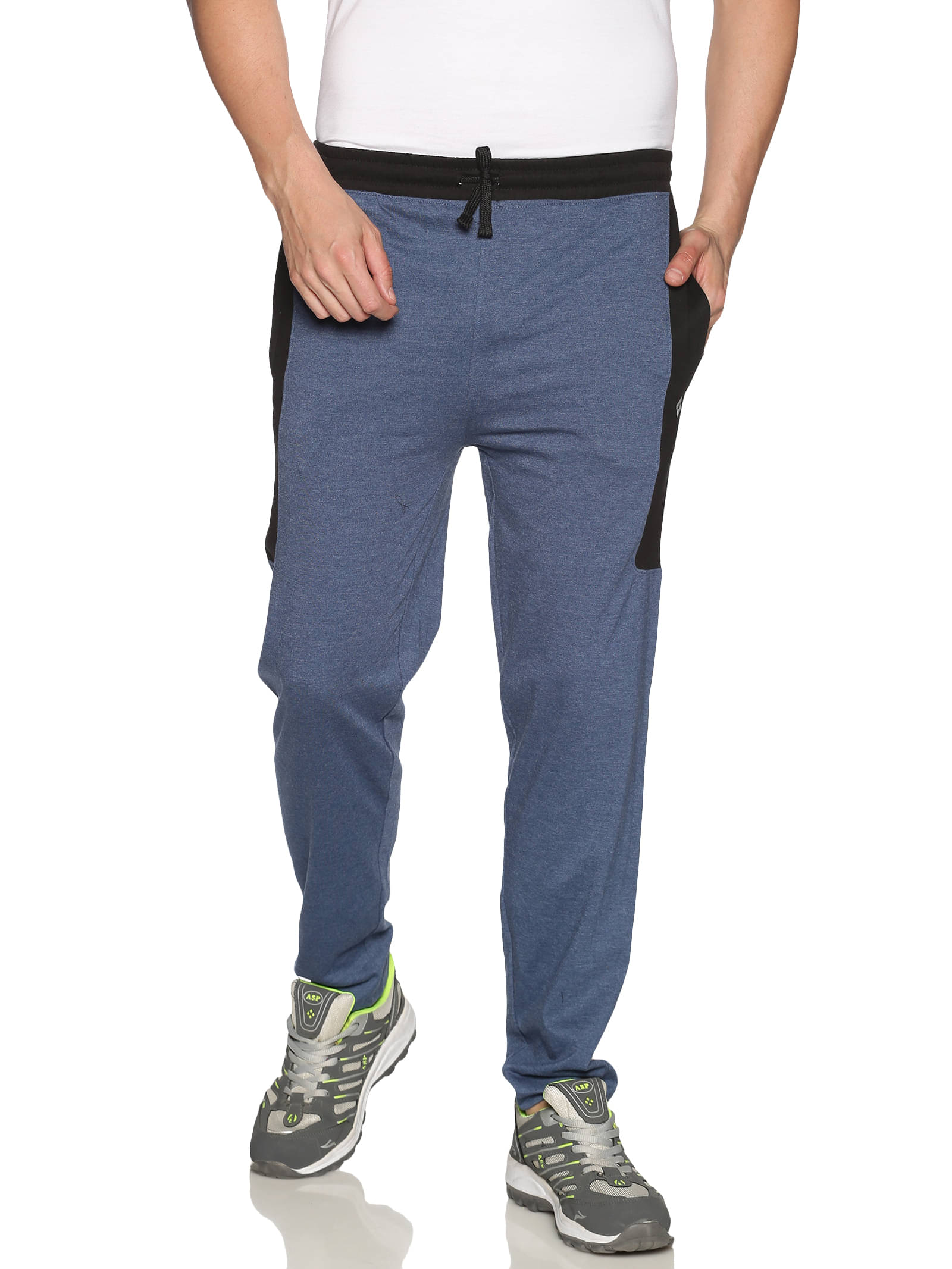     			Dollar Blue Cotton Solid Trackpants Single
