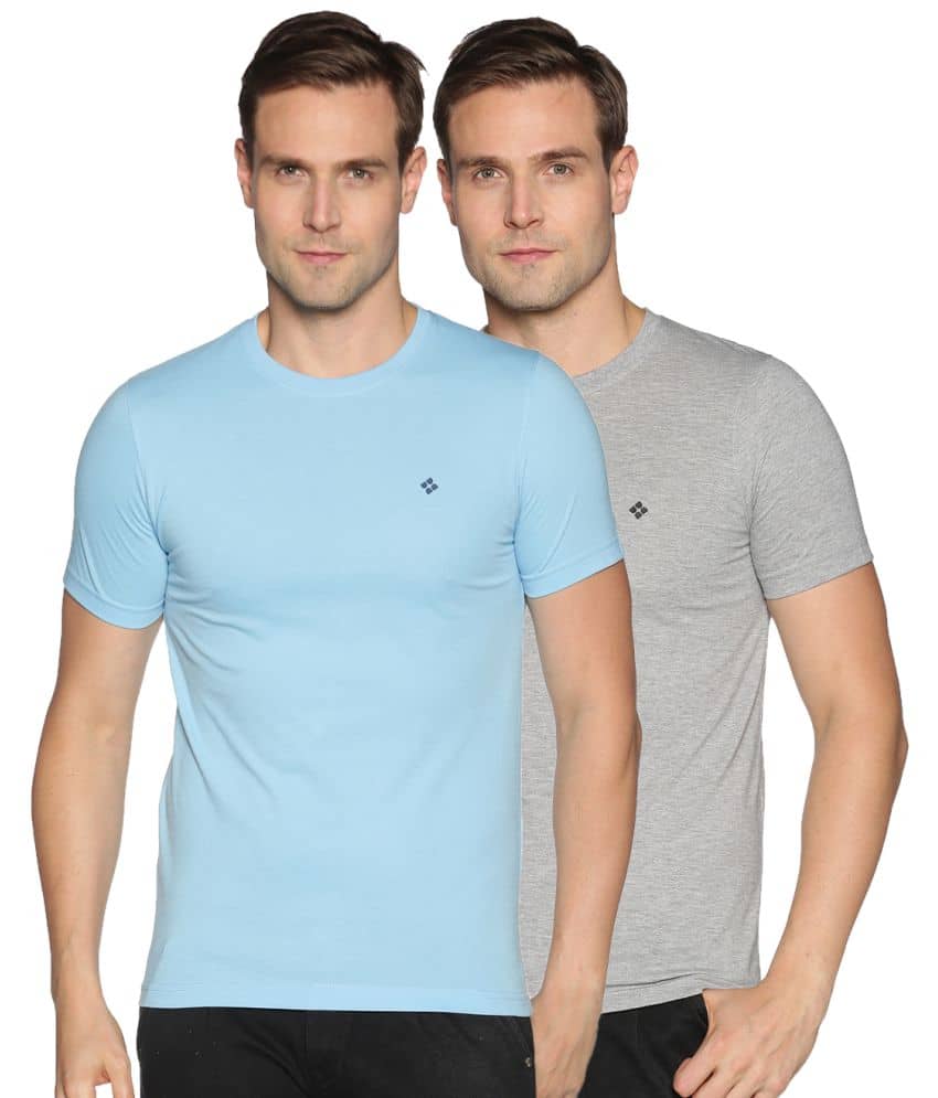 Dollar Cotton Blend Regular Fit Solids Round Half Sleeves Multicolor Men T-Shirt Pack of 2