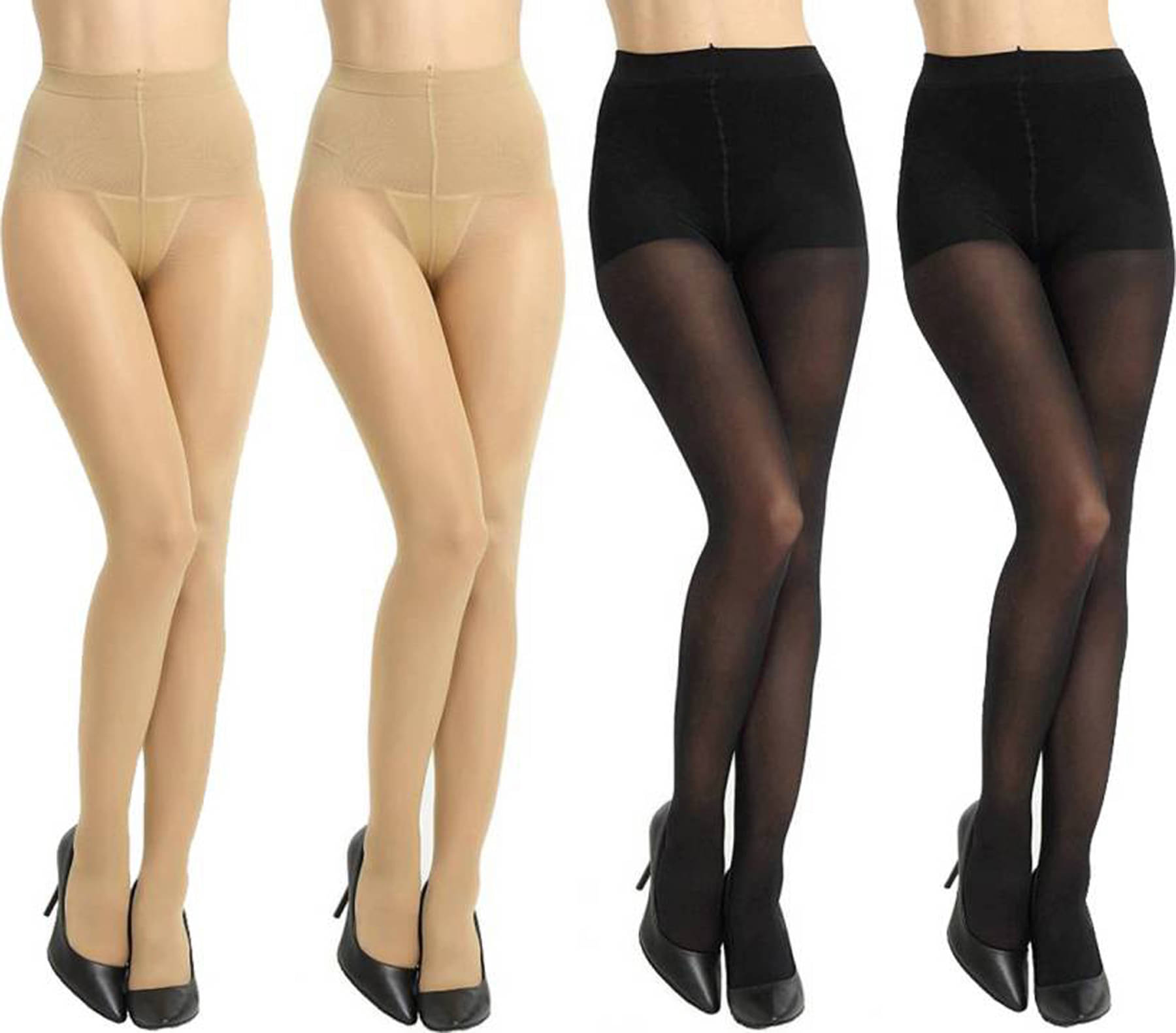     			KYODO Women's Multicolor Nylon Solid Combo Full length Stockings ( Pack of 4 )