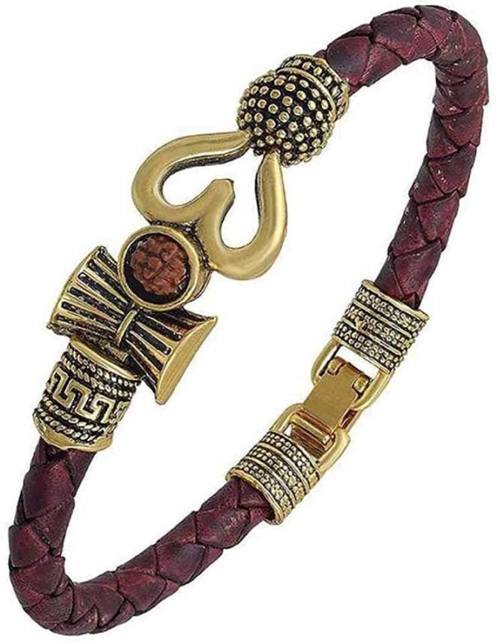     			PAYSTORE Gold Plated Rudraksha Trishul Damru Kada For Men & Women