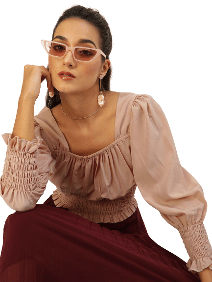 Style Quotient Women's Polyester Regular Top ( Beige ) Style Quotient Women's Polyester Regular Top ( Beige )
