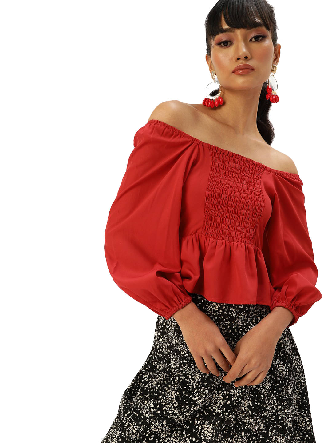 Style Quotient Women's Polyester Peplum Top ( Red ) Style Quotient Women's Polyester Peplum Top ( Red )
