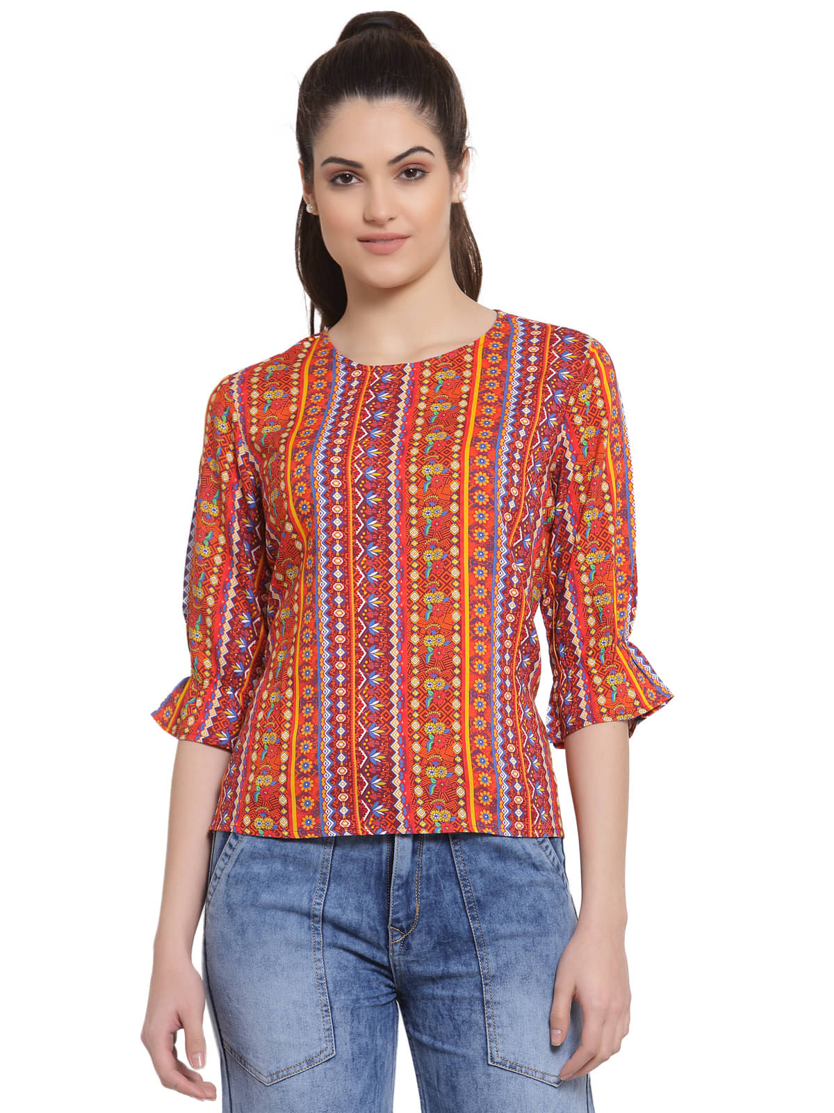 Style Quotient Polyester Regular Tops - Orange Single Style Quotient Polyester Regular Tops - Orange Single