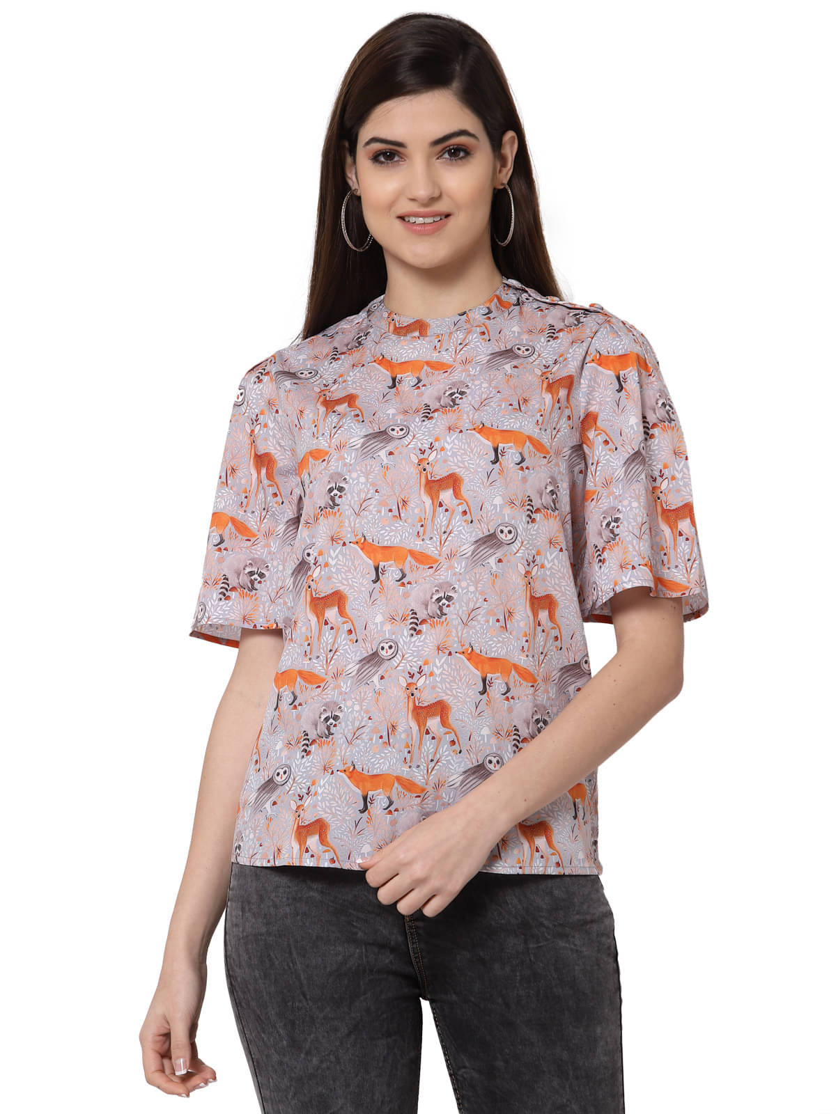 Style Quotient Women's Polyester Regular Top ( Grey ) Style Quotient Women's Polyester Regular Top ( Grey )