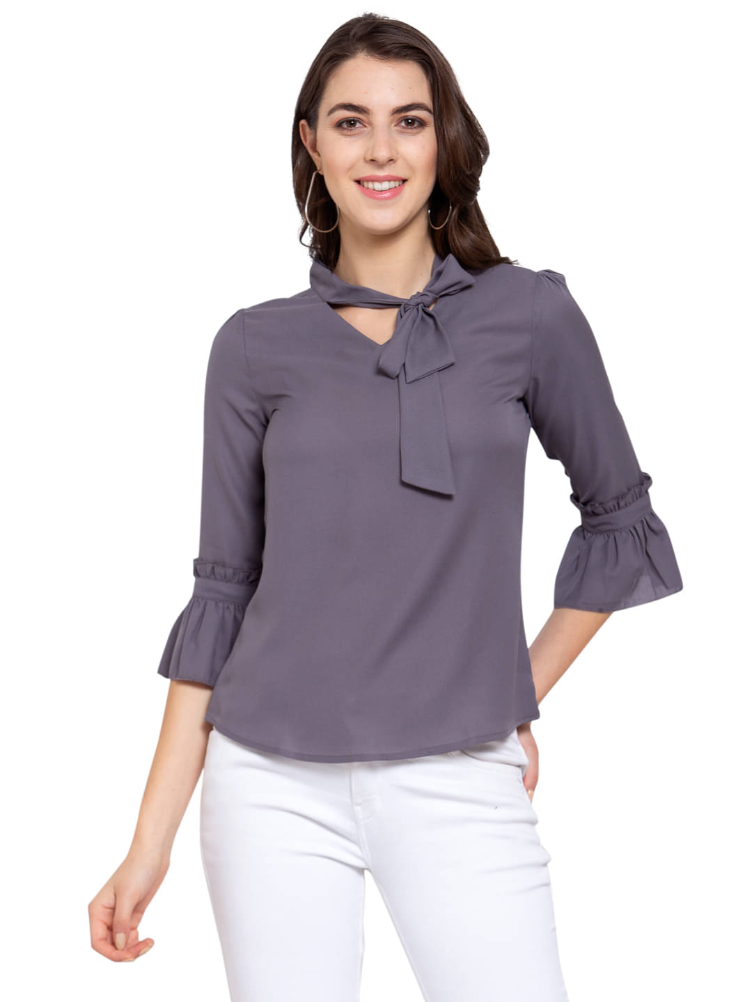 Style Quotient Women's Polyester Regular Top ( Grey )     			Style Quotient Women's Polyester Regular Top ( Grey )